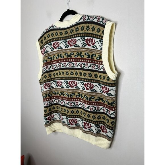 Cricket Lane Vintage 80s Sweater Vest Button Up Rose Buttons Women's Size 20W - Picture 8 of 11